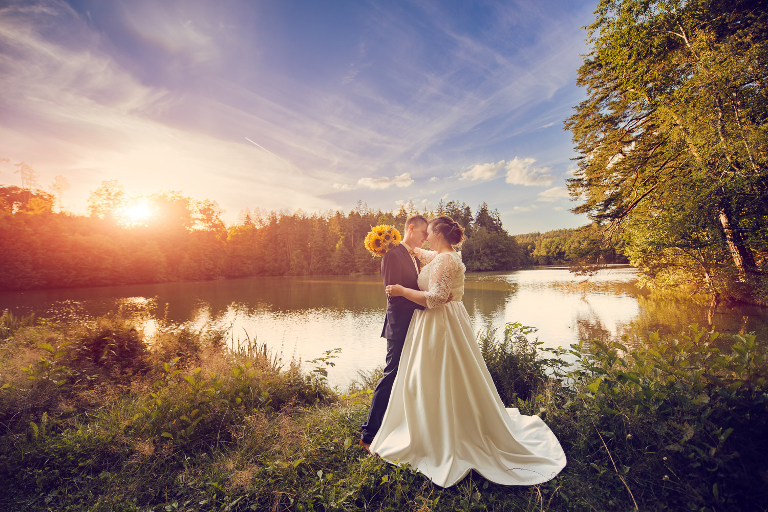 svatební foto Jevany, jevanský rybník